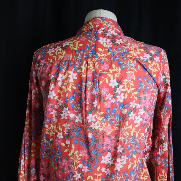 GAP Womens XS Boyfriend Fit Button Down Melon Floral Print Long Sleeve Thin - Picture 3 of 7
